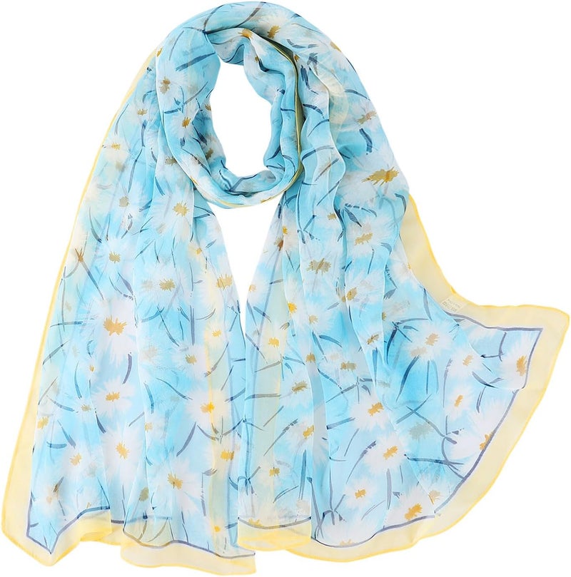 E-Clover Herebuy - Unique Women's Floral Scarves: Chiffon Flowers & Birds Printed Scarf - Image 1